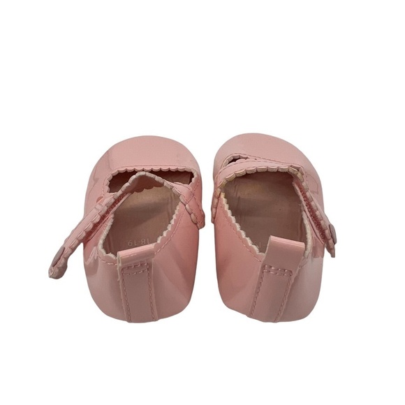 H&M Pink Patent Scalloped Edge Hook And Loop Mary Janes Size 2 Toddler Girl's - Picture 8 of 9